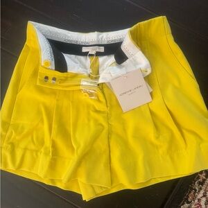 Adrienne Landau Vibrant Yellow High Waist Shorts